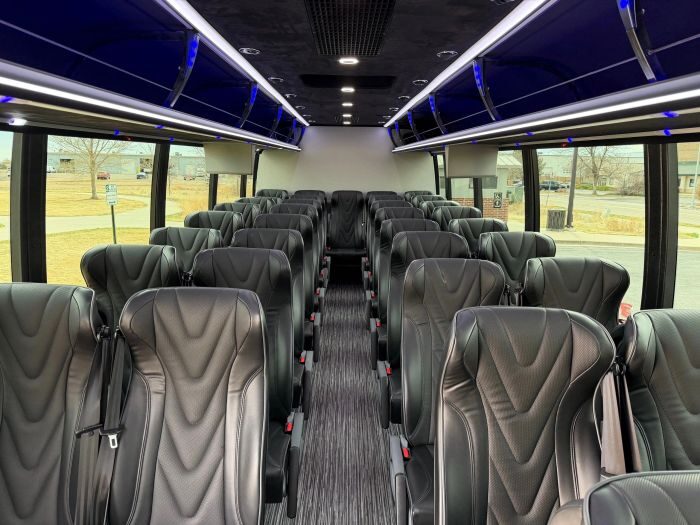 Coach bus leather seats – Cripple Creek limo service